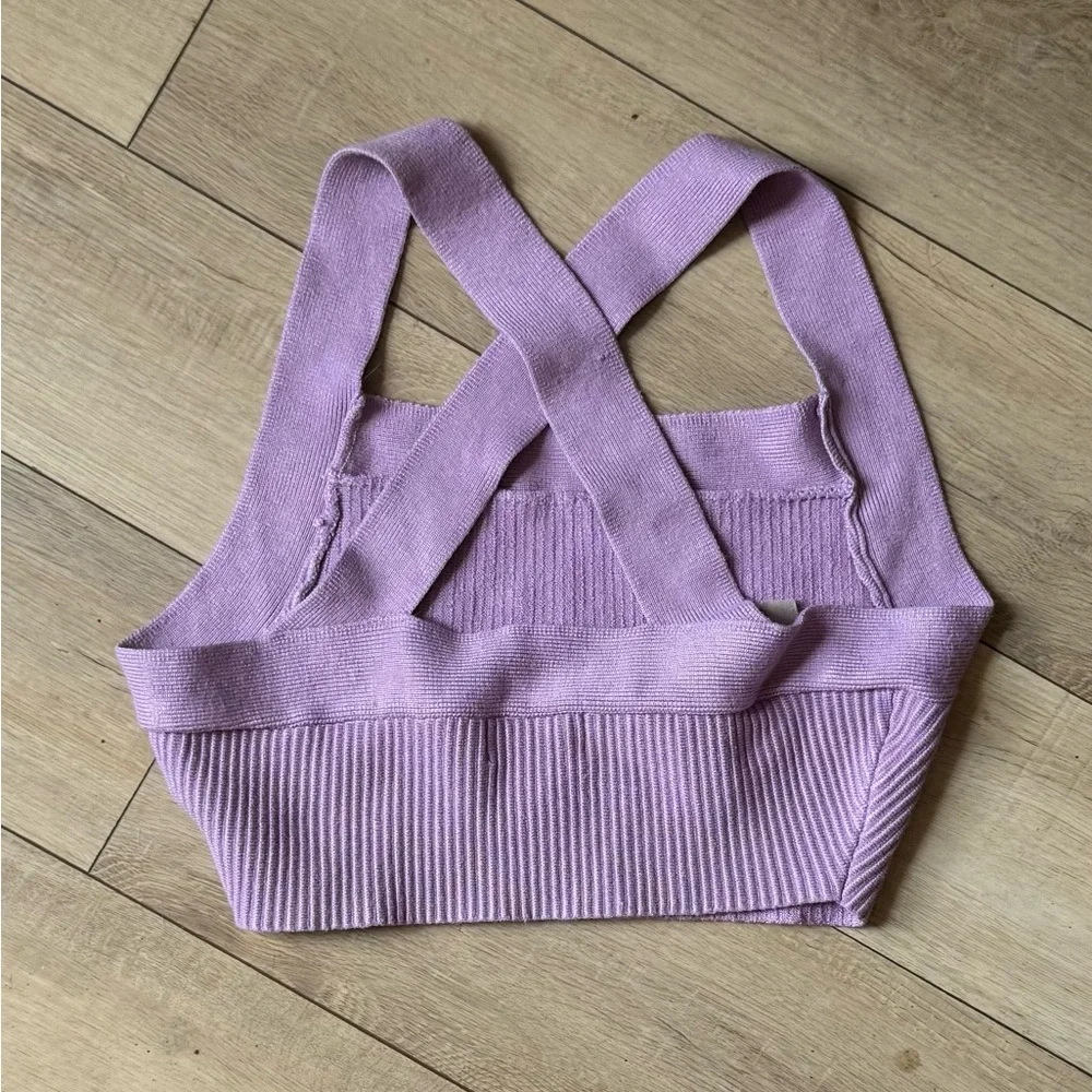 House of Harlow 1960 Purple Ribbed Knit Halter Top Size Small